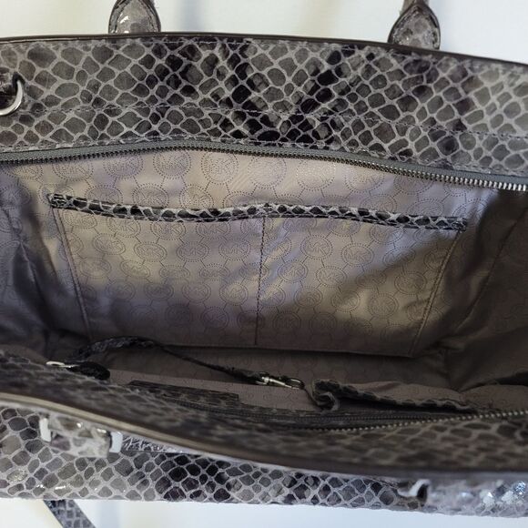 Michael Michael Kors Grey Snake Embossed Leather Medium Selma Tote - Picture 13 of 13